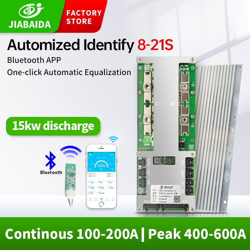 JBD Smart BMS 8~21S 8S 16S 80A 100A 120A 150A 200A Lifepo4 & Li-ion Lithium Battery PCB with Balance NTC & Uart Bluetooth RS485 CAN for EV Jiabaida BMS