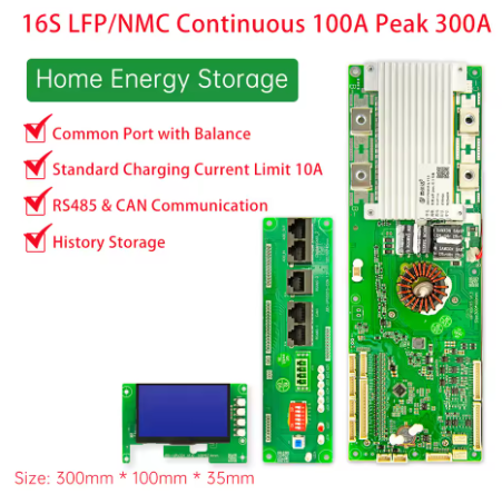 JBD Smart BMS 8S  16S 100A 150A 200A Communicant PCB with WIFI BLUETOOTH/UART/RS485/CAN Function for Inverters Parallel Connect Support Same Port Unique SOC Display Jiabaida BMS