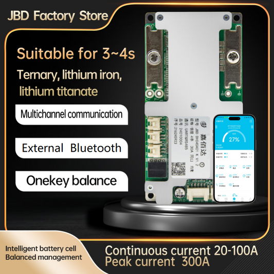 JBD Smart bms 3S 4S 20A 30A 50A 80A Lithium& Lion Battery PCB with Balace &  Uart BT RS485 CAN Jiabaida BMS