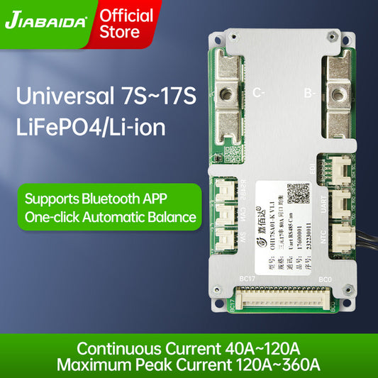 JBD Smart BMS 7-17S 40A  60A 80A 100A 120A  for Lithium Battery with  UART  RS485 CAN Function Auotmatically Identify String Compatible Jiabaida BMS