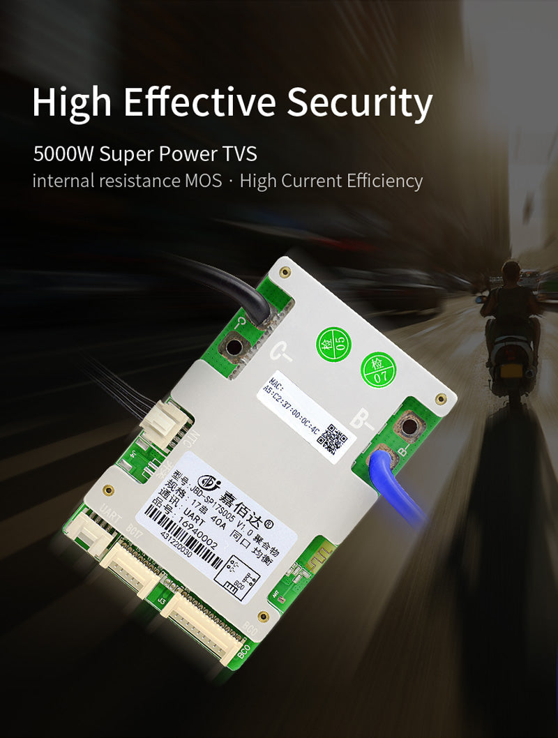 JBD Smart BMS 10-17S 20A 40A 50A 60A 80A 100A 120A for Lithium Battery with UART Function Auotmatically Identify String Compatible Jiabaida BMS
