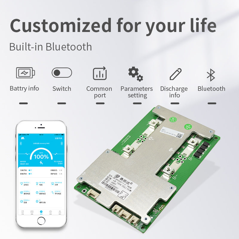 JBD Smart BMS 4S 100A 150A with Built-in Blutooth, Heating function or Switch function Support Series Connection Jiabaida BMS