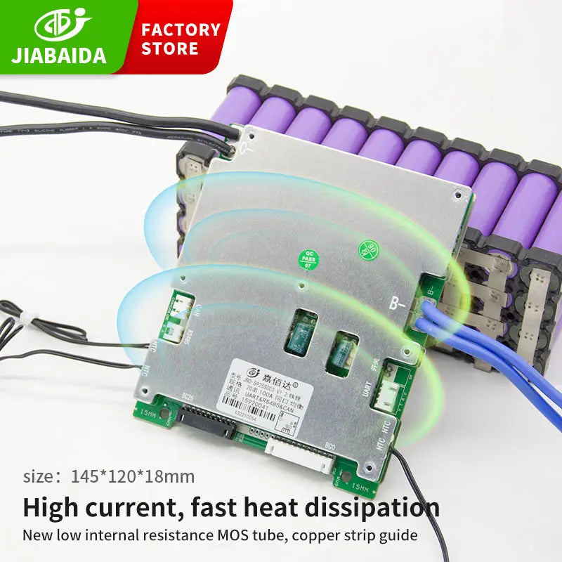 JBD Smart BMS 16S 17S 20S 24S 60A 80A 100A 48V Lithium Battery PCB With  Uart Rs485 CAN Jiabaida BMS