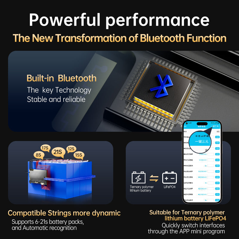 JBD Smart BMS 7-24S 100A 120A 150A 200A with Built-in Blutooth, Heating function,Supports 7-24 strings, with a maximum of 20 strings in LI-ION Jiabaida BMS