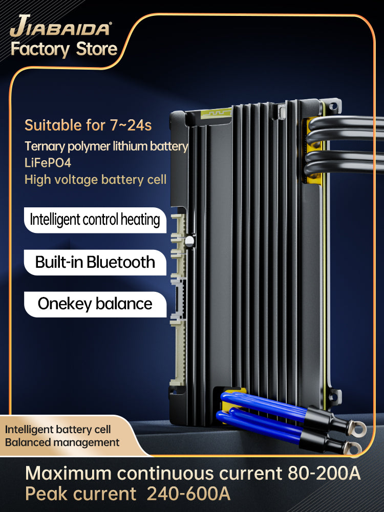 JBD Smart BMS 7-24S 100A 120A 150A 200A with Built-in Blutooth, Heating function,Supports 7-24 strings, with a maximum of 20 strings in LI-ION Jiabaida BMS