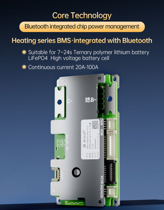 JBD Smart BMS 7-24S 40A 50A 60A 80A with Built-in Blutooth, Heating function,Supports 7-24 strings, with a maximum of 20 strings in LI-ION Jiabaida BMS