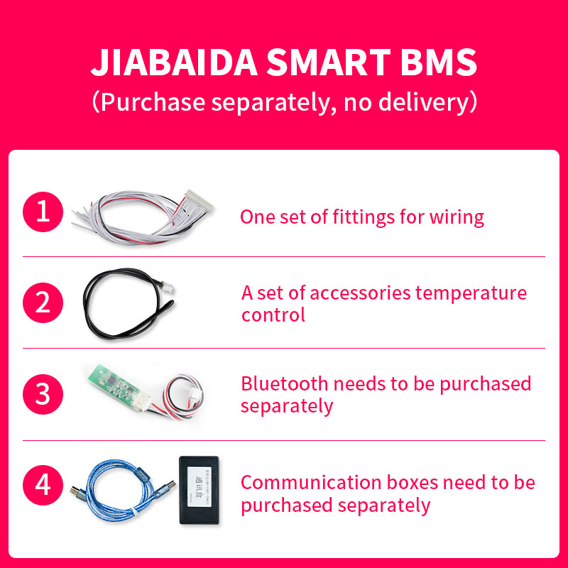 JBD Smart bms 3S 4S 100A 120A 150A 200A LiFePO4 Battery PCB with Uart Heating Function & Series Connection Jiabaida BMS
