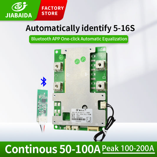 JBD Smart BMS 8S 16S 6~10S 60A 80A 100A  Lifepo4 Li-ion for Lithium Iron Battery Pcb with UART RS485 Function/BT Module with Balance Wires Jiabaida BMS
