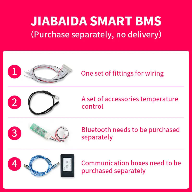 JBD Smart BMS 16S 17S 20S 24S 60A 80A 100A 48V Lithium Battery PCB With  Uart Rs485 CAN Jiabaida BMS