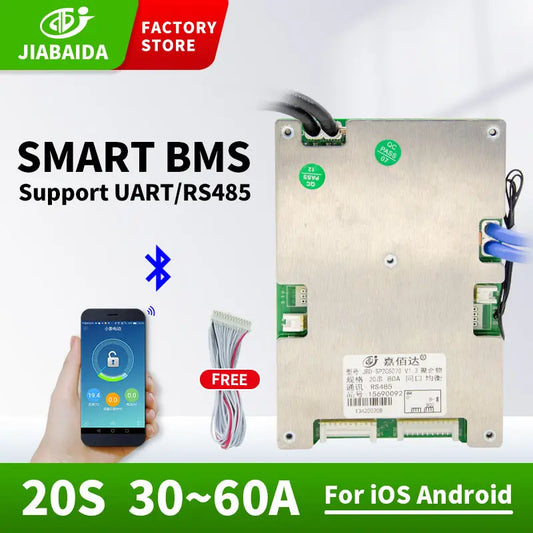 JBD Smart BMS 17S 20S 16~20S 72V  30A 40A 50A 60A 80A Lithium Battery PCB With BT/ Uart RS485 Can Jiabaida BMS