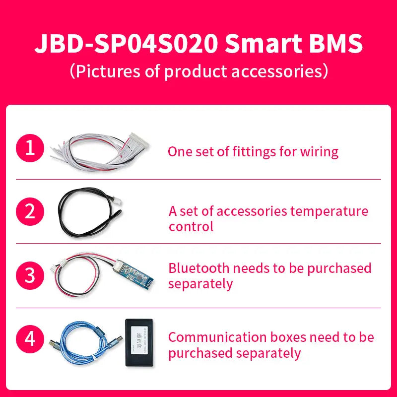 JBD Smart BMS 3S 4S 12V 60~120A Lithium Battery PCB With Passive Balance Uart RS485 Jiabaida BMS