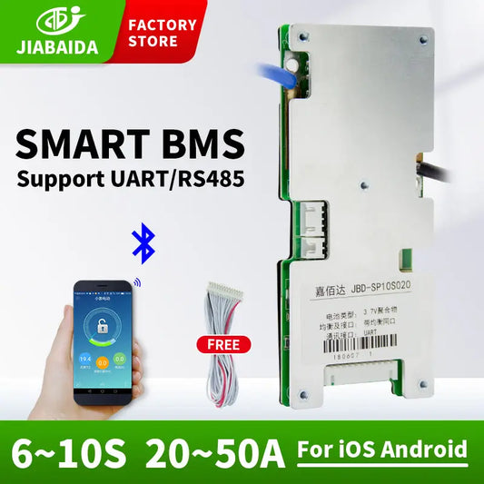 JBD Smart BMS 6S 7S 8S 10S 20A 30A 40A 50A wireless with UART RS485 board for lifepo4 battery & li-ion Jiabaida BMS