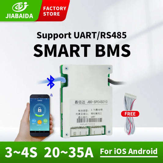 JBD Smart bms 3S 4S 20~35A Lithium& Lion Battery PCB with Balace & Optional Uart BT RS485 Jiabaida BMS